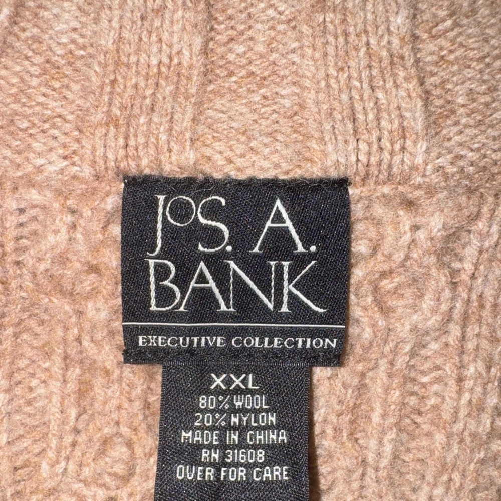 Jos A Bank Cable Knit Wool Quarter Zip Sweater XXL - Picture 8 of 8